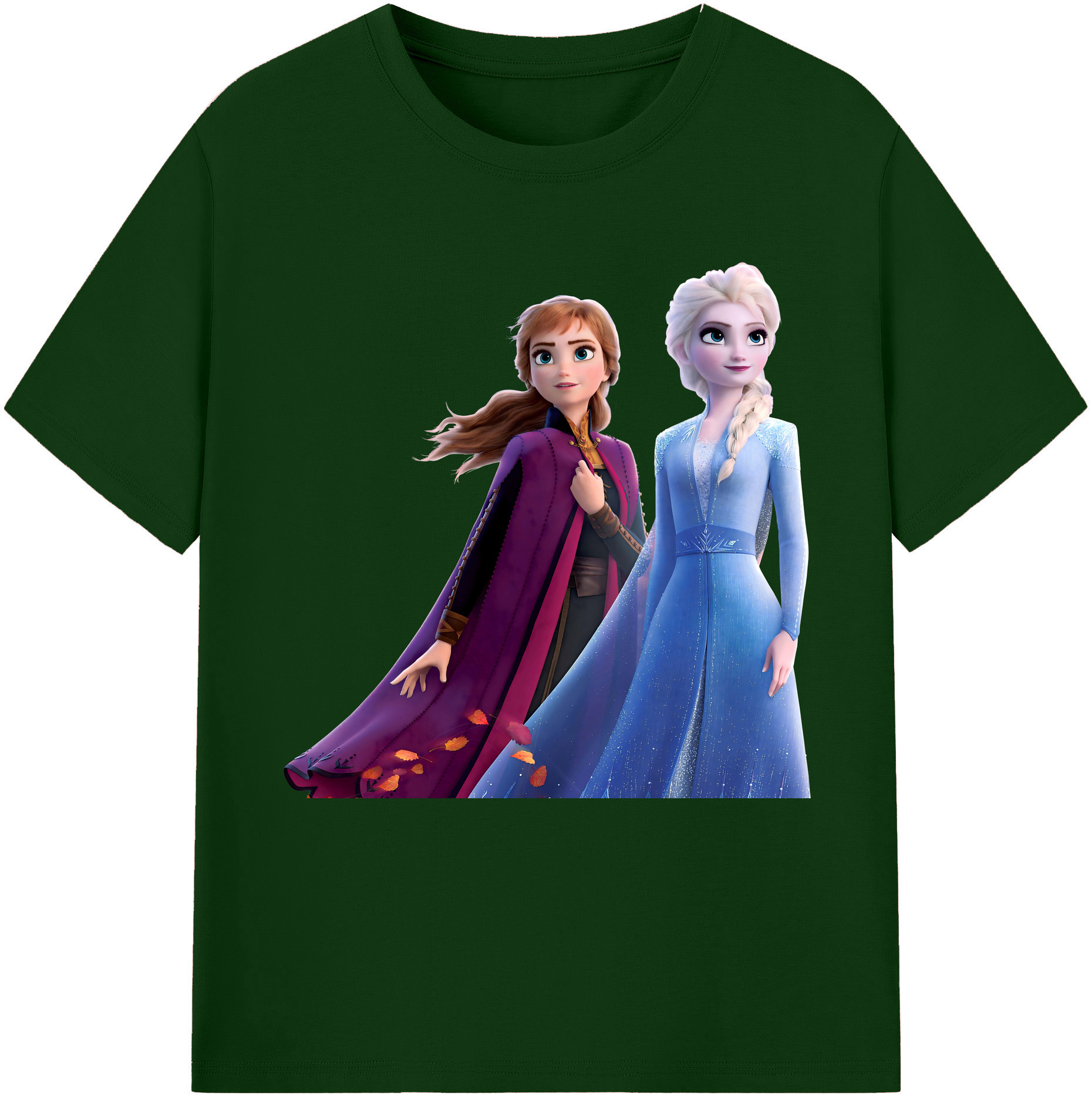 （画像用） アナと雪の女王 アンナ エルサ Frozen Anna Elsa 綿100％半袖Tシャツ（フロントプリント）